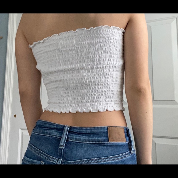 Hollister White Ruched Cropped Tube Top - Picture 4 of 7